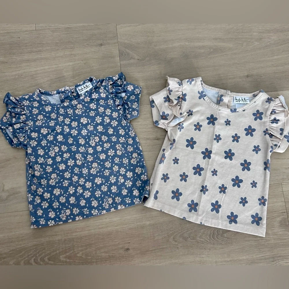 Girls 2T floral shirts with ruffle sleeves - Picture 1 of 3
